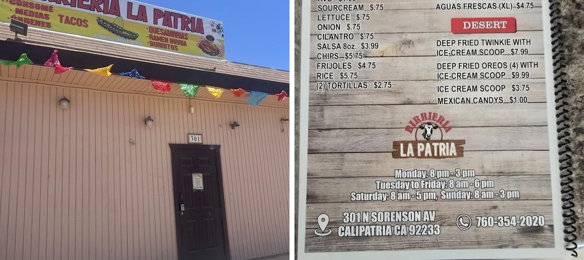 BIRRIA LA PATRIA Menu